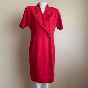 James River Traders Size 6 Red Jacket Wrap Style Dress Horn Button Project Piece